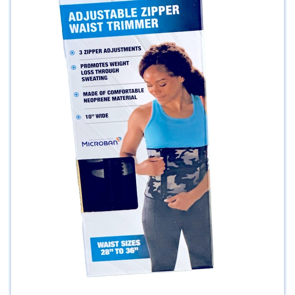 Stamina Womens Black Camo Adjustable Zipper Waist Trimmer Fits 28-36" NEW